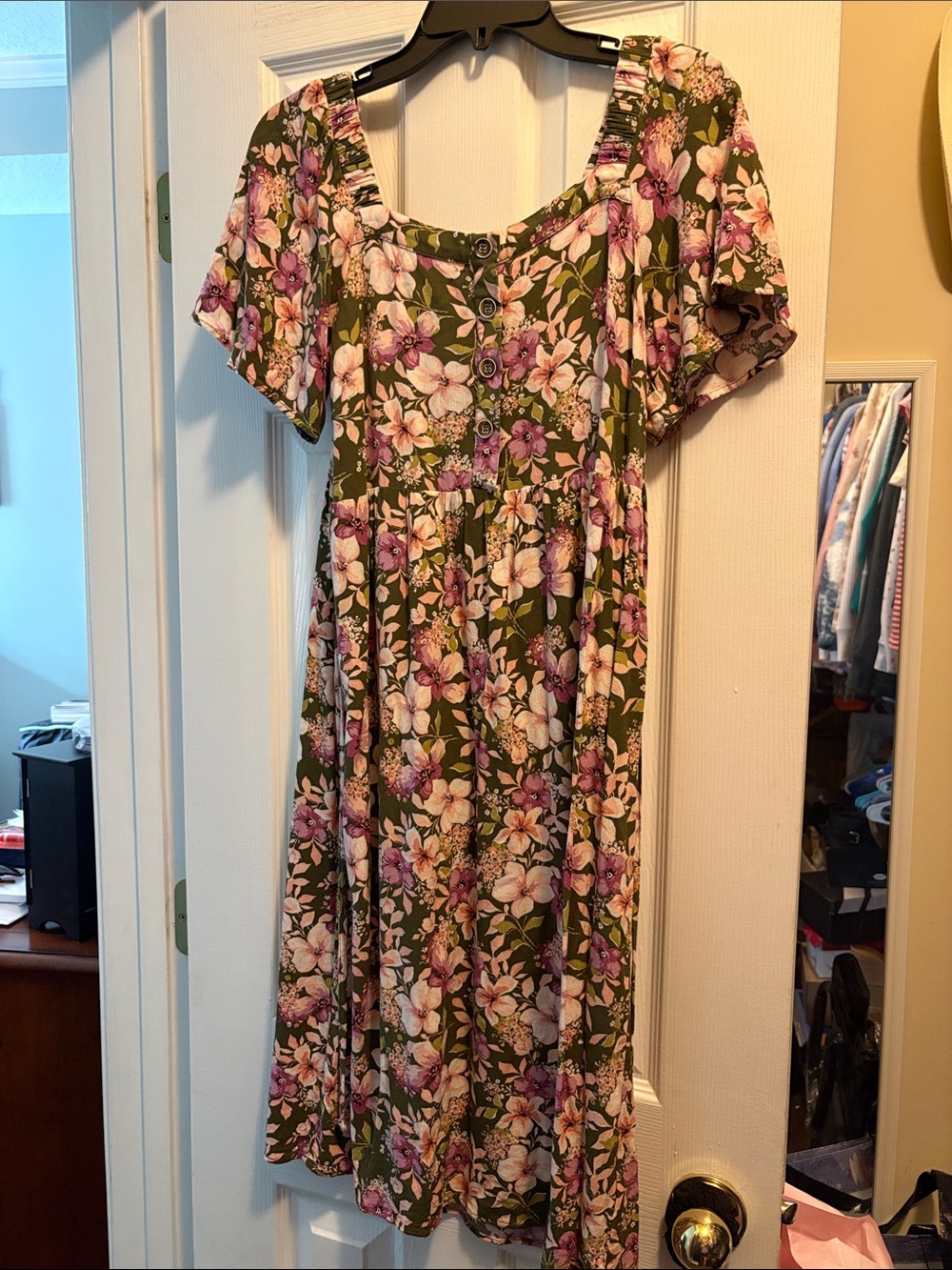 Olive Green Floral Dress